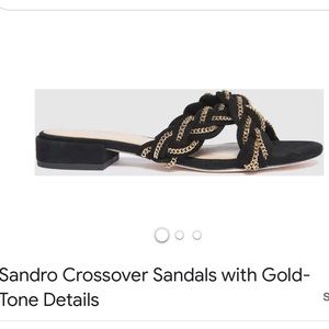 Sandro Crossover Sandals with Gold-Tone Details - size 37 - Great condition.